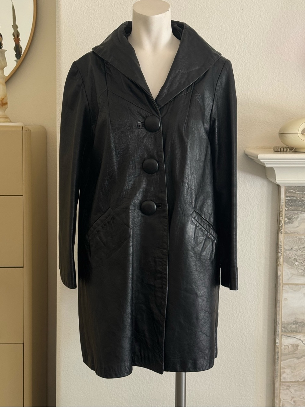 Vintage Black Leather Coat - Wilson House of Suede